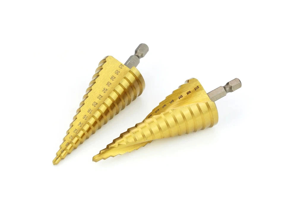 HSS Titanium Step Drill Bit Set – High-Speed Conical Stage Drill for Metal & Wood, Sizes 4-12mm, 4-20mm, 4-32mm